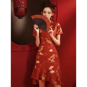 Red Phoenix Chinese Cheongsam Traditional
